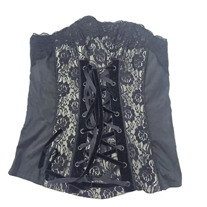 TRIPP NYC Para Mujer Pequeño Vintage Negro Floral Encaje Corsé Hada Gothcore Top - Imagen 1 de 11