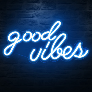 DECANIT Good Vibes Neon Sign for Bedroom Wall Decor Powered by USB Neon Light, I