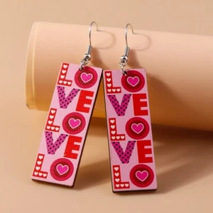 Valentine Earrings - 2.83" x 0.66" "LOVE" Earrings ER2025 - Picture 1 of 1
