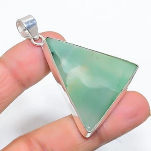 Chrysoprase Gemstone Handmade 925 Steling Silver Jewelry Pendant 1.89" - Picture 1 of 1