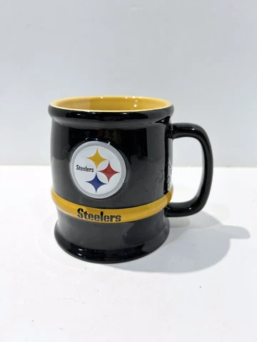 RARE Pittsburgh Steelers Ceramic Coffee Mug NFL Football 3D Sculpted Tankard Cover