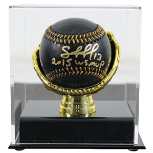 Royals Salvador Perez "2015 WS MVP" Signed Black Oml Baseball w/ Case BAS Wit - Picture 1 of 5