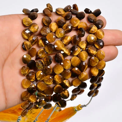 Cuentas facetadas con forma de corazón de piedras preciosas de ojo de tigre natural 7X7X4 mm hilo 20-25 piezas Foto 1 de 4