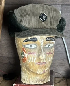 Vtg Hunting Mad Bomber Corduroy USA MADE HAT Faux Fur Sz 7 1/4 NICE Halloween - Picture 1 of 14