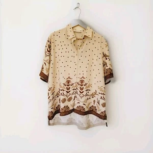 Joop & Gypsy Size 14 Border Print Shirt latte - Picture 1 of 4