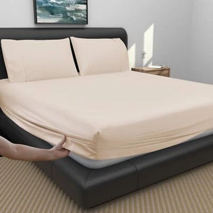 100% Egyptian Cotton Fitted Sheet 18" Deep Pocket & 600 Thread Count Breathab... - Picture 1 of 7