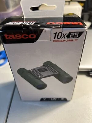 Tasco 10x25 Essentials Roof Prism Binocular, 5.5 Degree Angle of View, Green - Image 1 of 2