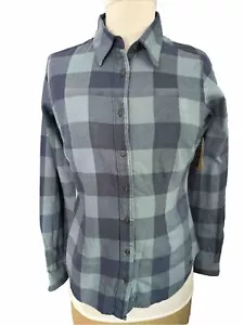Noble Outfitters Womens Small Blue Plaid Cotton Flannel Long Sleeve Shirt NWT - Picture 1 of 10