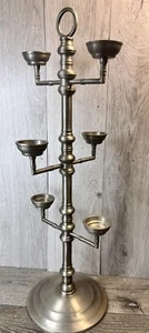 Vintage PotterybarnPewter 6 Arm Candelabra 25.5” Tall Heavy 7.5 Lb - Picture 1 of 12