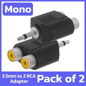2 Pack 3.5mm to 2 x Female RCA Mono Adapter Male to Female Audio Converter - Picture 1 of 4