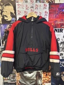 Vintage 90s Chicago Bulls Starter Puffer Jacket Mens L - Picture 1 of 7