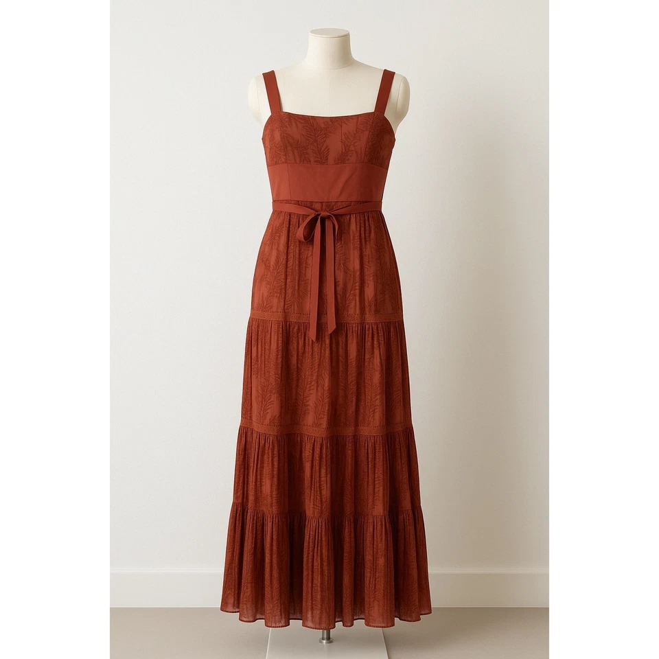 Maxi Vestido Max and Cleo Mujer Talla 6 Óxido Plisado Boho Chic Costero Resortwear Foto 1 de 4