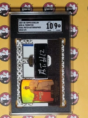 2007-08 Topps Echelon #58 Al Thornton RC Dual Patch Gold 2/5 SGC 9 Auto 10 - Image 1 of 4