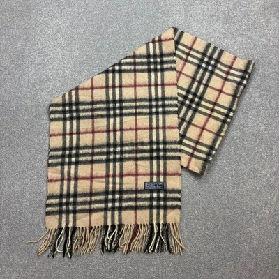 Bufanda Burberry London 64x14 pulgadas beige a cuadros Nova 100 % lana de cordero hecha en Inglaterra Foto 1 de 4