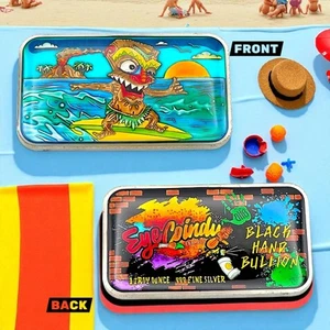 Lingotes de mano negros + Eye Coindy doble esmaltado Tiki Surfer 1 oz barra de plata .999 - Imagen 1 de 7