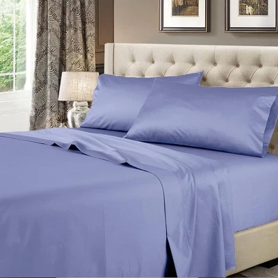 Solid Periwinkle 600-Thread-Count 3pc Twin-Extra-Long Bed Set 100% Cotton, Sa... - Image 1 of 4