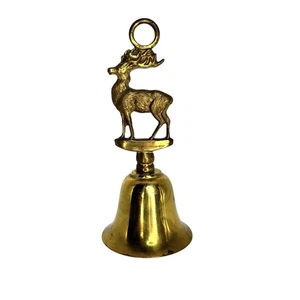 Ciervo Campana Vintage LATÓN en Pedestal - Hecho en Inglaterra Reno Navidad 5 1/2" - Imagen 1 de 4