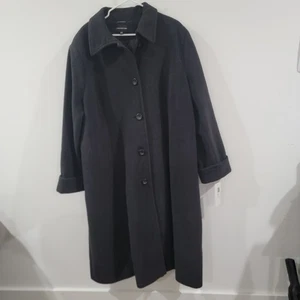 Jones New York Womens Wool Trench Coat Size 22W Peacoat Dark Gray Old Money - Picture 1 of 9