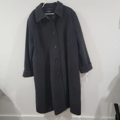 Jones New York Womens Wool Trench Coat Size 22W Peacoat Dark Gray Old Money - Image 1 of 4