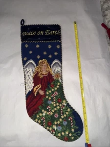 HAPPY HOLIDAYS WEIHNACHTSSTRUMPF GOBELIN/SAMTWEICH SCHNEEMÄNNER 22" - Bild 1 von 3