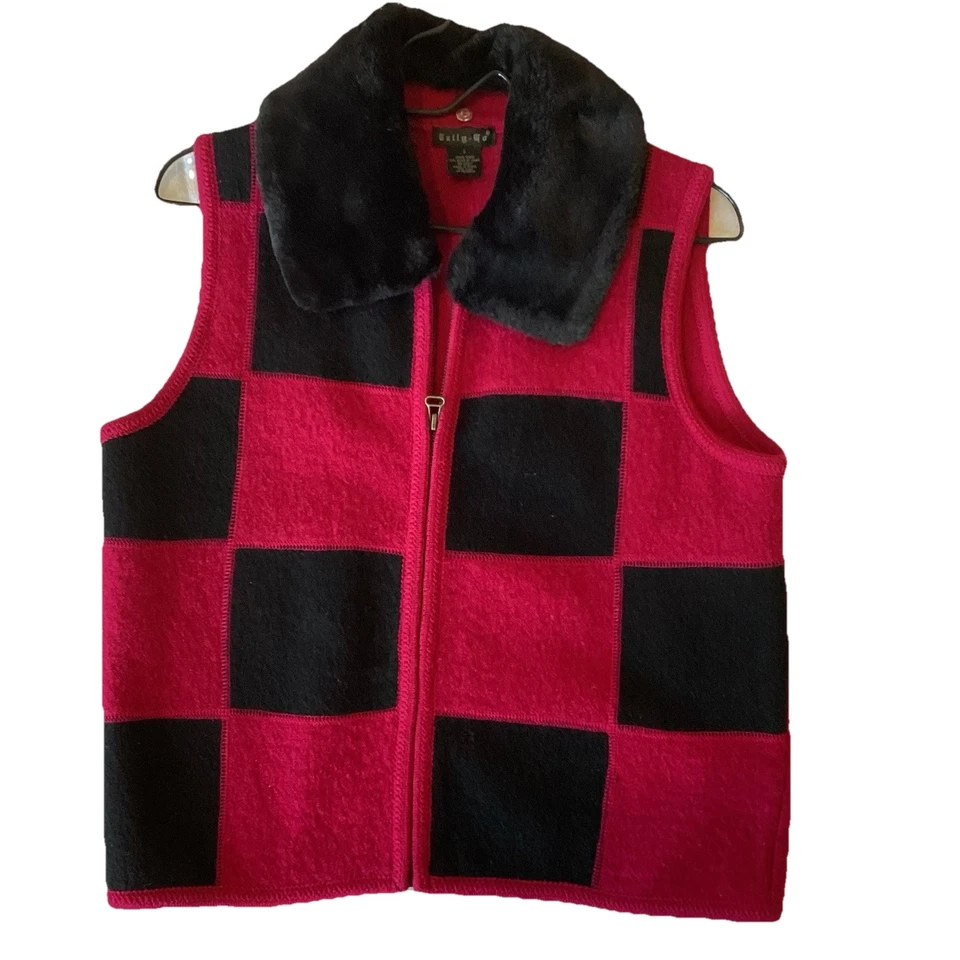 Chaleco a Cuadros de Lana Tally Ho De Colección Talla Pequeña Preppy Grunge Dark Academia Piel Sintética Foto 1 de 4