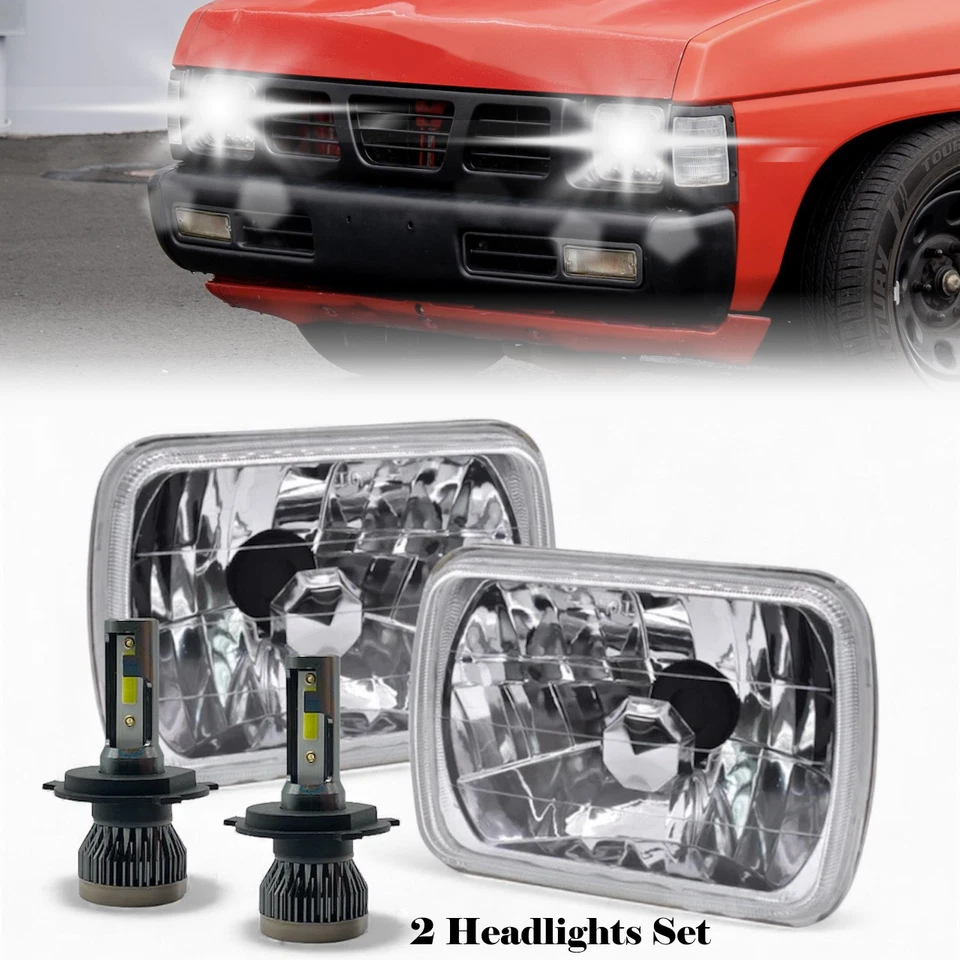 Faróis de LED DRL feixe alto/baixo para Nissan Pickup Hardbody D21 2SETS 7x6" NOVO - Imagem 1 de 4