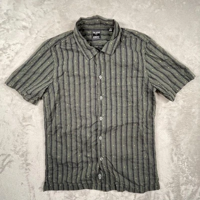 Todd Snyder Albiate Shirt Mens Small Green Stripe Eyelet Short Sleeve Linen - Image 1 of 4