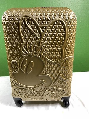 Minnie Mouse  Gold Suitcases 25" 4 Wheeled Spin 360 Textured Hard Luggage - Image 1 of 4