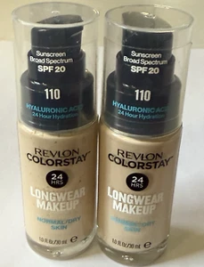 Revlon Colorstay 24 Hour Longwear Makeup Foundation #110 Ivory 1 Fl oz SPF20 X 2 - Picture 1 of 4