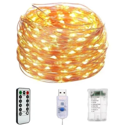 5M LED String Fairy Lights Battery USB Remote Contr Copper Wire Light for DIY - Image 1 of 4