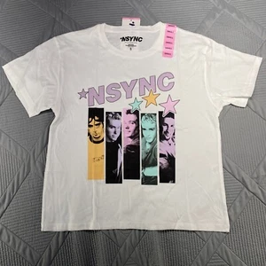 NSYNC Boy Band Concert Graphic Tee T Shirt White Y2K Retro 90s Pop R&B Size S - Picture 1 of 8