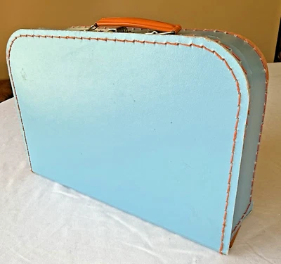 Child's Suitcase 1960s Toy Cardboard Kids Doll Clothing Travel Baby Blue Vintage - Image 1 of 4