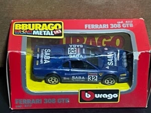 1984 Burago Bburago 4 INCH Ferrari 308 GTB 4117 1/43 Blue Diecast NIB - Picture 1 of 2