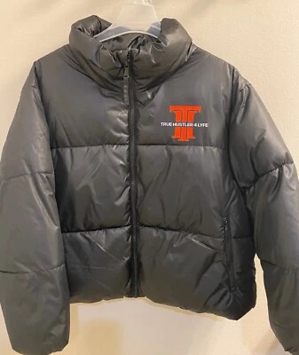  True Hustler 4 Lyfe: Chaqueta acolchada con cremallera recortada - Negra Foto 1 de 2