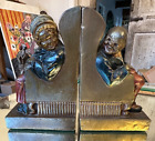 Vtg Lovers Armor Bronze Co Bookends Old Man & Woman Chairs Art Deco