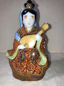 Vtg Kutani Japanese Porcelain Moriage Benzatien Goddess Of Knowledge Figurine - Picture 1 of 5