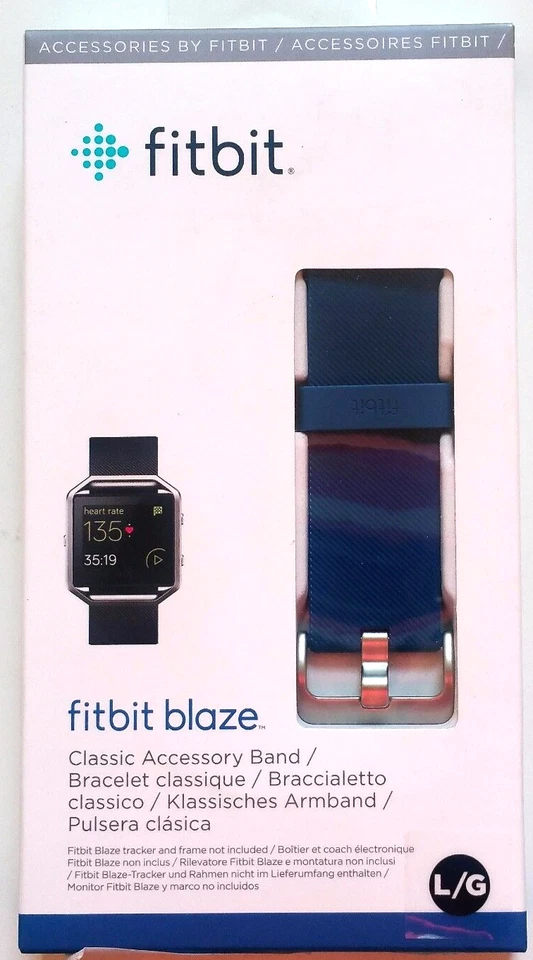 Fitbit Blaze Classic Accessory Band Blue Size Large FB159ABBUL