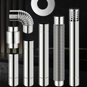 1X Gas Water Heater Exhaust Pipe 304SUS Straight Corrugated Pipe Fitting Quality - Picture 1 of 16