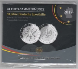 20 € 50 años Deutsche Sporthilfe placa pulida plata 2017 - Imagen 1 de 1