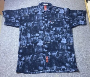 Vintage Ecko Unltd Shirt Mens Large Blue All Over Print Rap Face Button Up Y2K - Picture 1 of 7