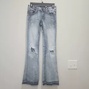 Vigoss Chelsea Bootcut Distressed Jeans Women's Size 0 Thick Stitch 28x33 - Picture 1 of 10