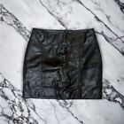 CAPULET 100% Black Leather Zip Up Grunge Goth Lined Mini Skirt