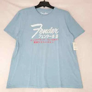 LUCKY BRAND FENDER T shirt MENS LARGE L BLUE STRAT Guitars Amps RETRO LOGO NWT - Picture 1 of 11