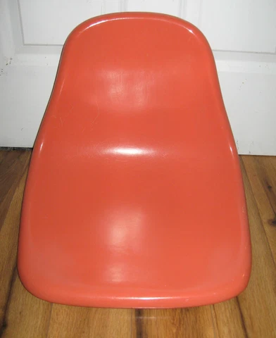 Vtg Mid Century Modern Eames Herman Miller Style Orange Fiberglass Chair Shell Cover