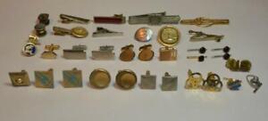 Large lot of vintage men’s jewelry Some signed, some gold plated