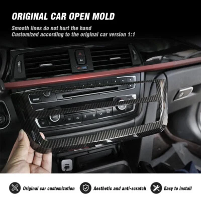 FOR 2014-2018 BMW M3 M4 CD AC CONSOLE CONTROL PANEL CARBON FIBER TRIM HARD COVER - Изображение 1 из 4