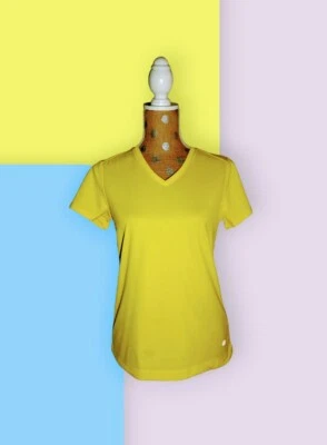 Camiseta deportiva REEL LEGENDS para mujer AMARILLA de secado rápido talla pequeña cuello en V  Foto 1 de 4