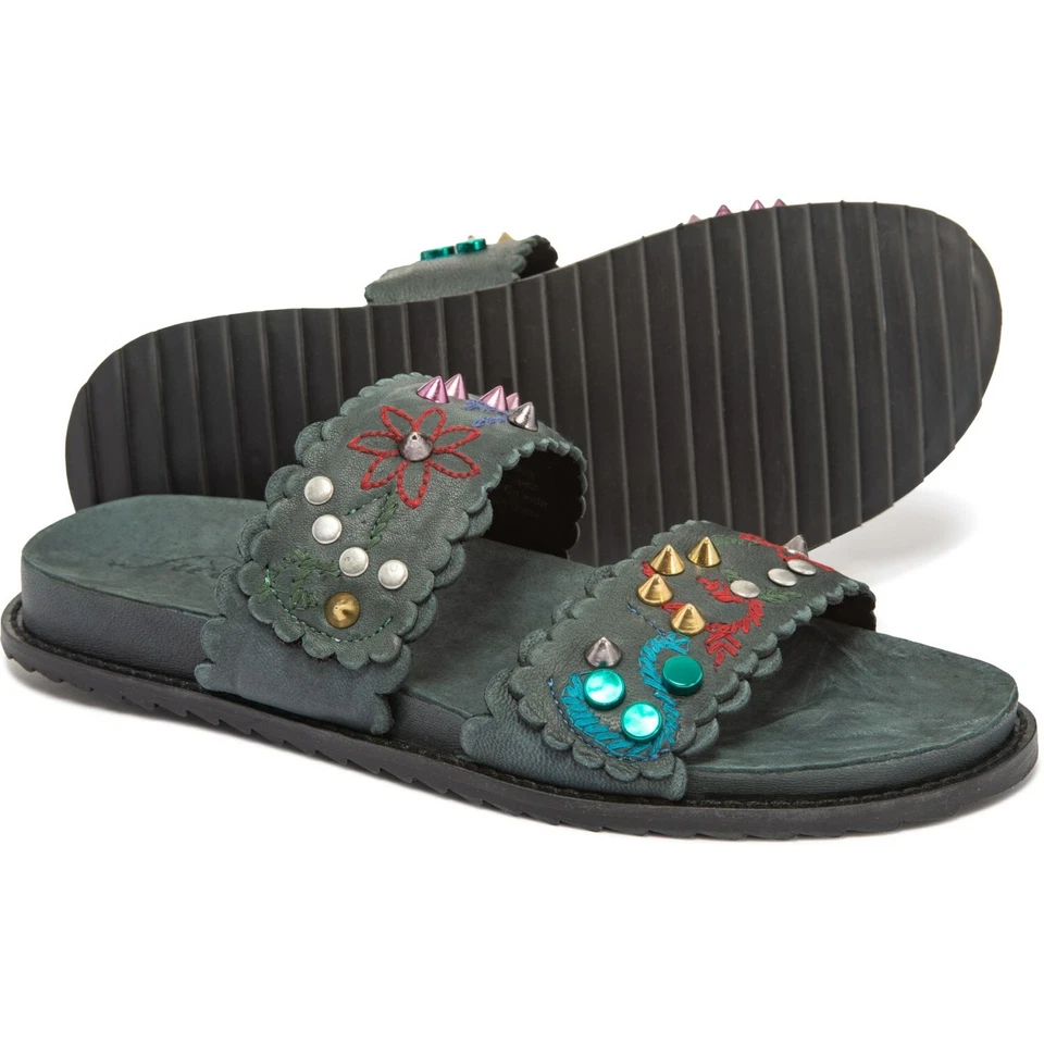 People Spellbound Footbed Sandal Boho Studded Black US Size 8 EUR 39