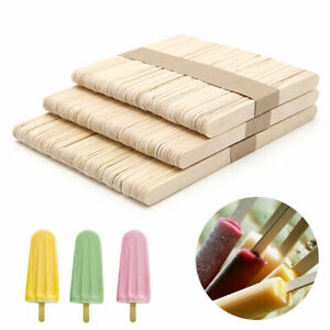 50x DIY Wood Popsicle Sticks Ice Cream Stick Cake Wooden Craft Hand Making Set