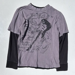 Vintage Y2K Long Sleeve T Shirt Youth Boys Kids Size Medium Guitar Grunge 2000’s - Picture 1 of 5